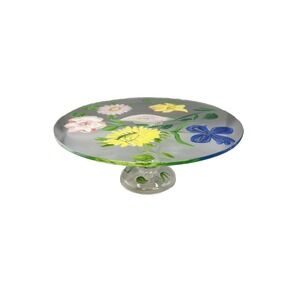 Royal Danube Hand Painted Crystal China Pedestal Cake Stand 11" X 4.5"